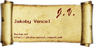 Jakoby Vencel névjegykártya